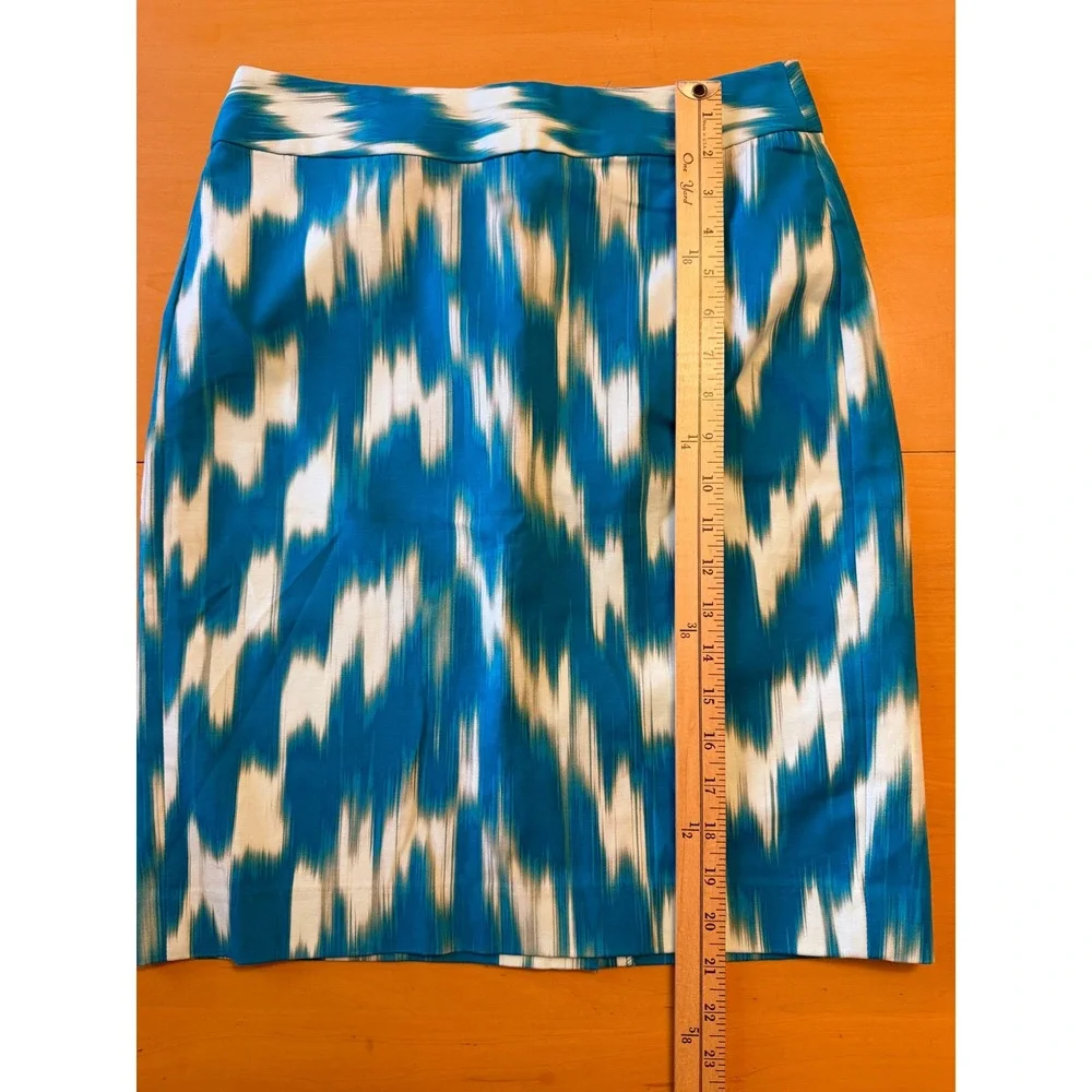 Banana‎ Republic Blue White Ikat Print Pencil Skirt Cotton Stretch Size 4